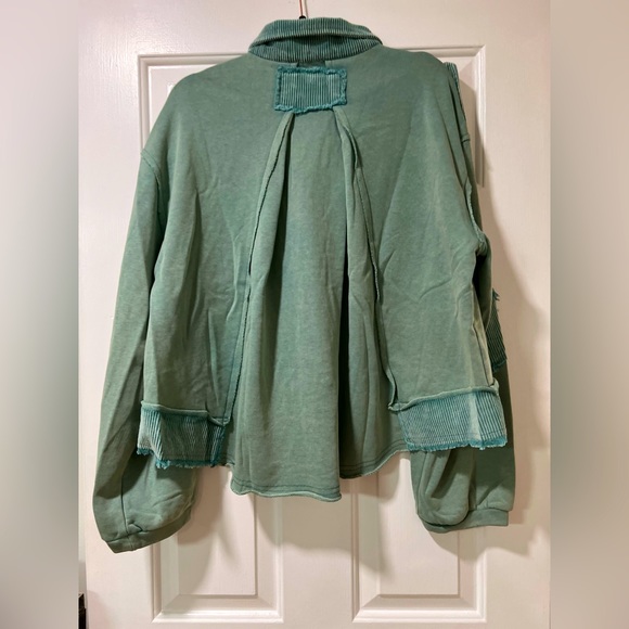 NWOT - POL Mineral Wash French Terry Jacket in Dusty Teal. - Picture 2 of 9